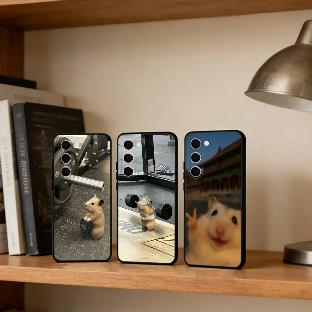 

Cute Funny G-Gym H-Hamster Phone Case For Samsung Galaxy A73,A21s,A22,A31,A52,A53,A71,A41Soft Black Shell
