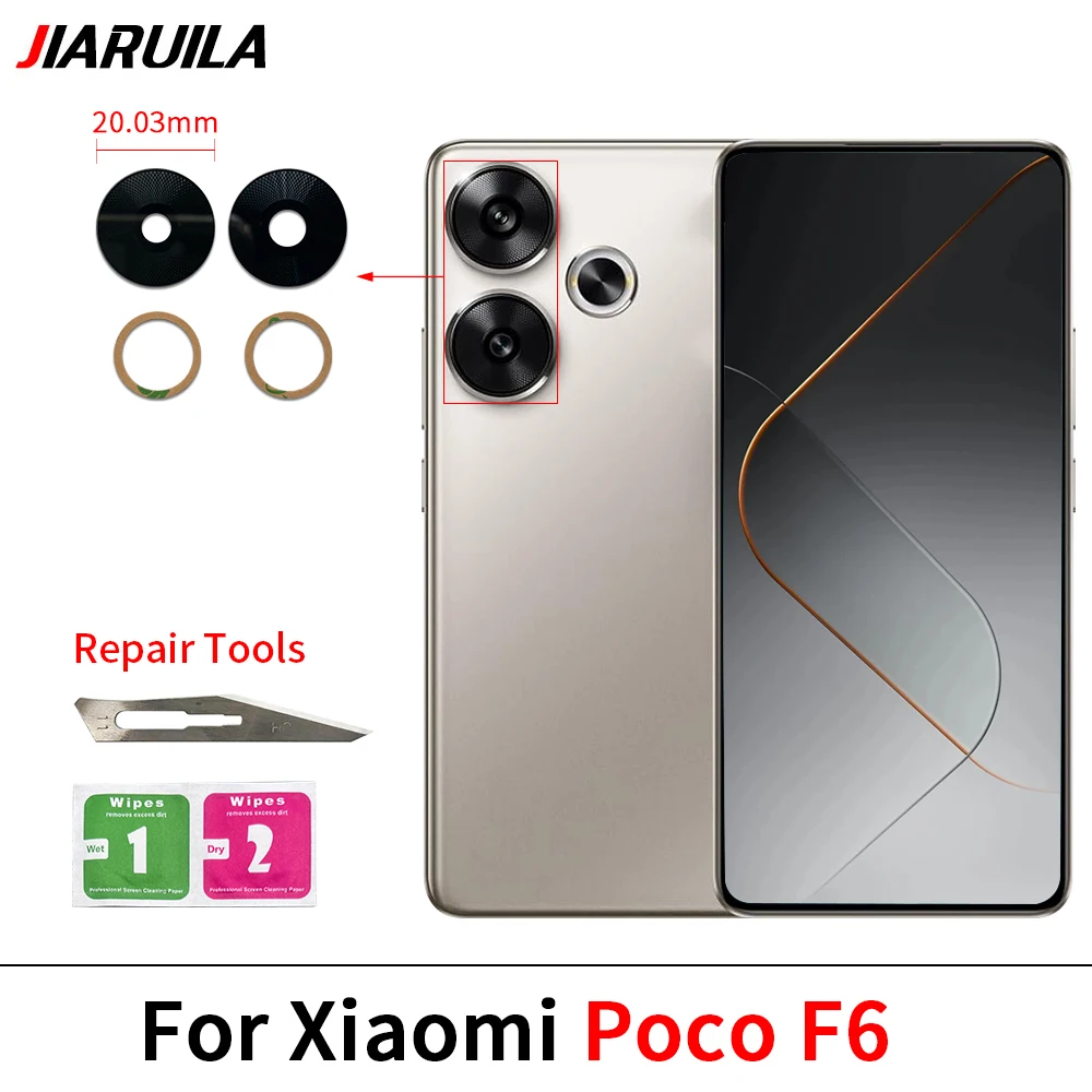 Rear Back Camera Lens Glass For Xiaomi Poco F6 M6 5G M6 Pro X5 X6 Pro C40 F3 F4 X4 GT M4 M5S Lenese Glue Adhesive