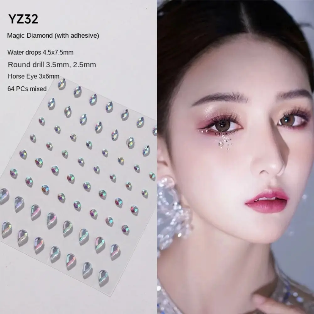 Pearls DIY Festival Makeup Decoration Eyeliner Diamond Decals Face Body Colored Diamonds Rhinestone Stickers Jewelry Stickers