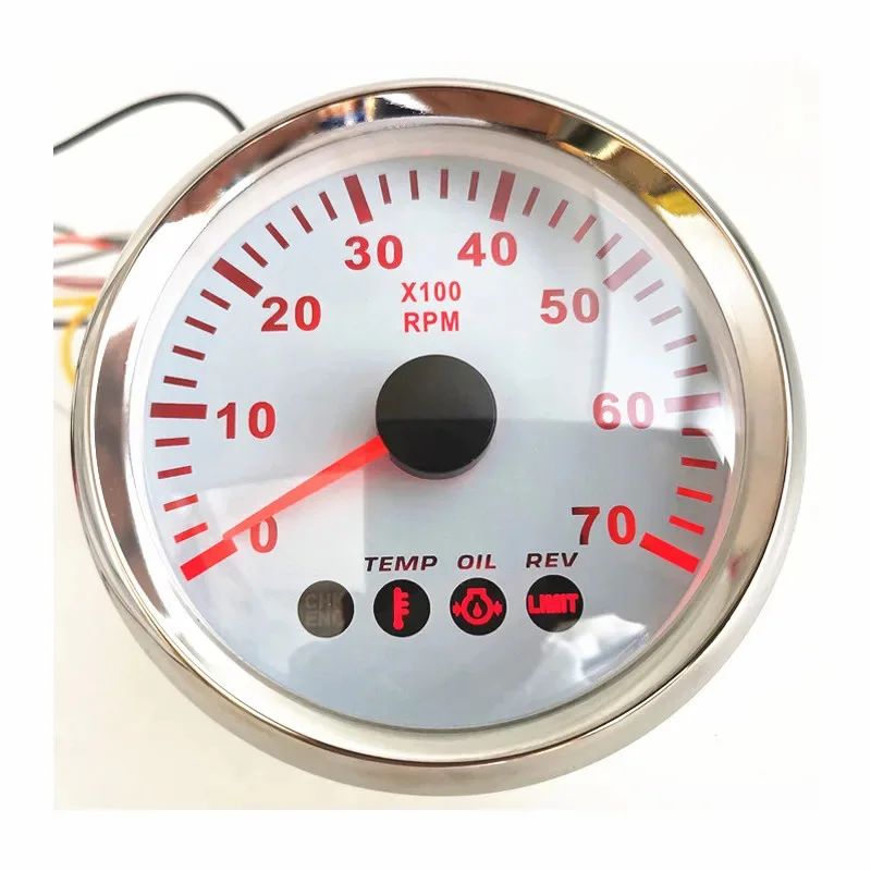 Pointer Tachometer 7000 RPM with Alarm Light Modified Gauge for Car Marine Boat Engine Replacement