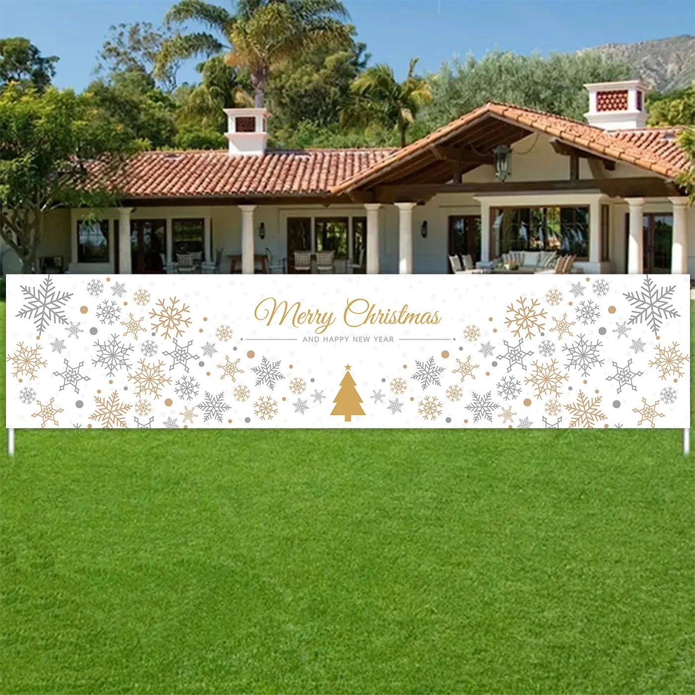 

Christmas courtyard banners, pull bars, party decorations, activity scenes, atmosphere, background cloth