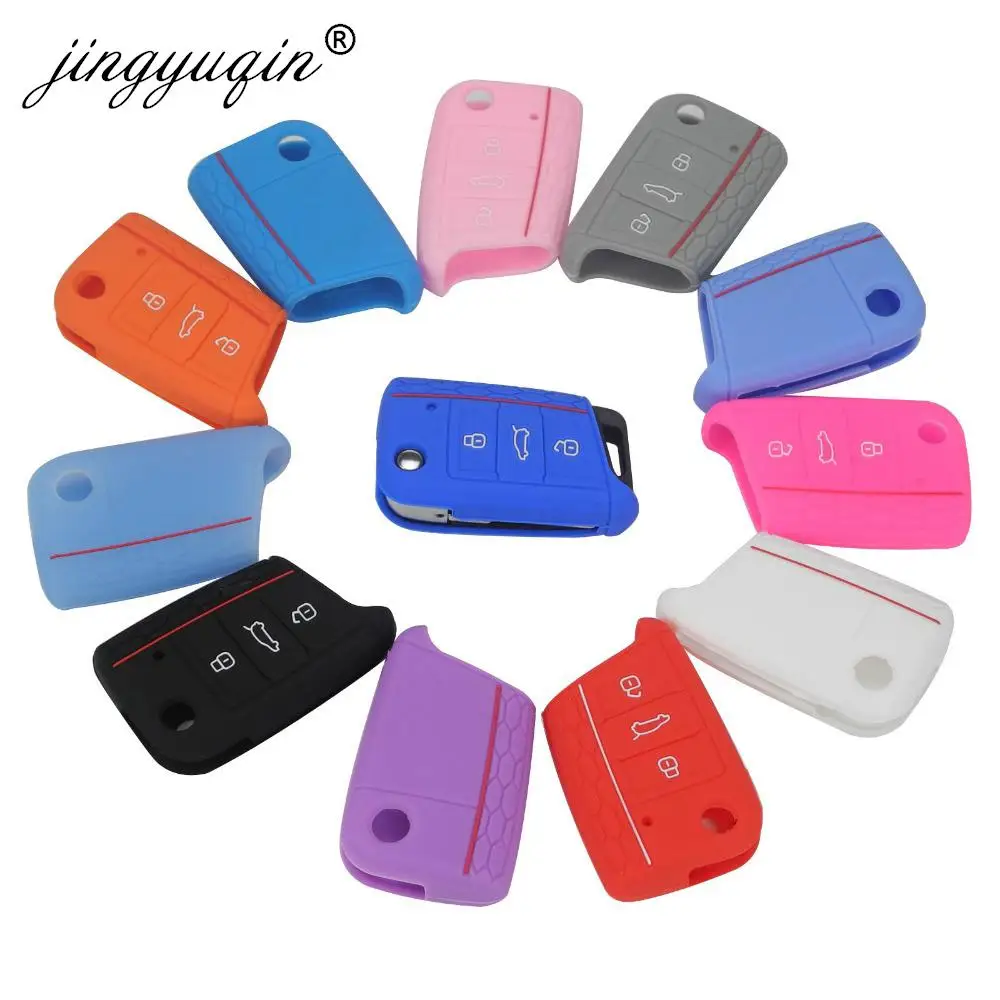 jingyuqin Key Case Key Bag Key Cover For VW Golf 7 mk7 Skoda Octavia A7 New Polo Silicone Key Portect Case Car Accessories