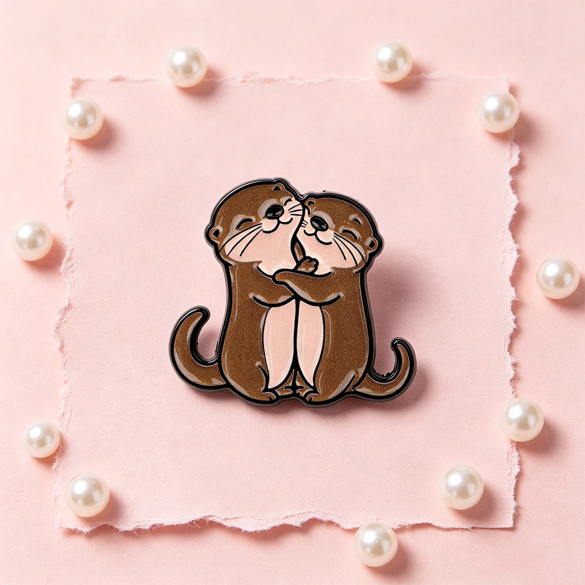 9 Stück Kawaii Otter Umarmung Emaille-Pin, Niedliche Paar-Seeovertier Anstecknadel für Rucksack, Kleidung, Dekoration, Valentinstagsgeschenk – Detail 5