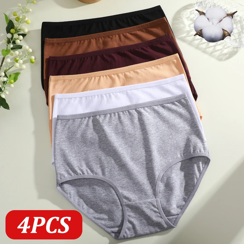 4 Teile/satz Nahtlose Baumwolle Höschen Für Frauen Sexy Hohe Taille Elastische Einfarbig Unterwäsche Weibliche Komfortable Intime Dessous