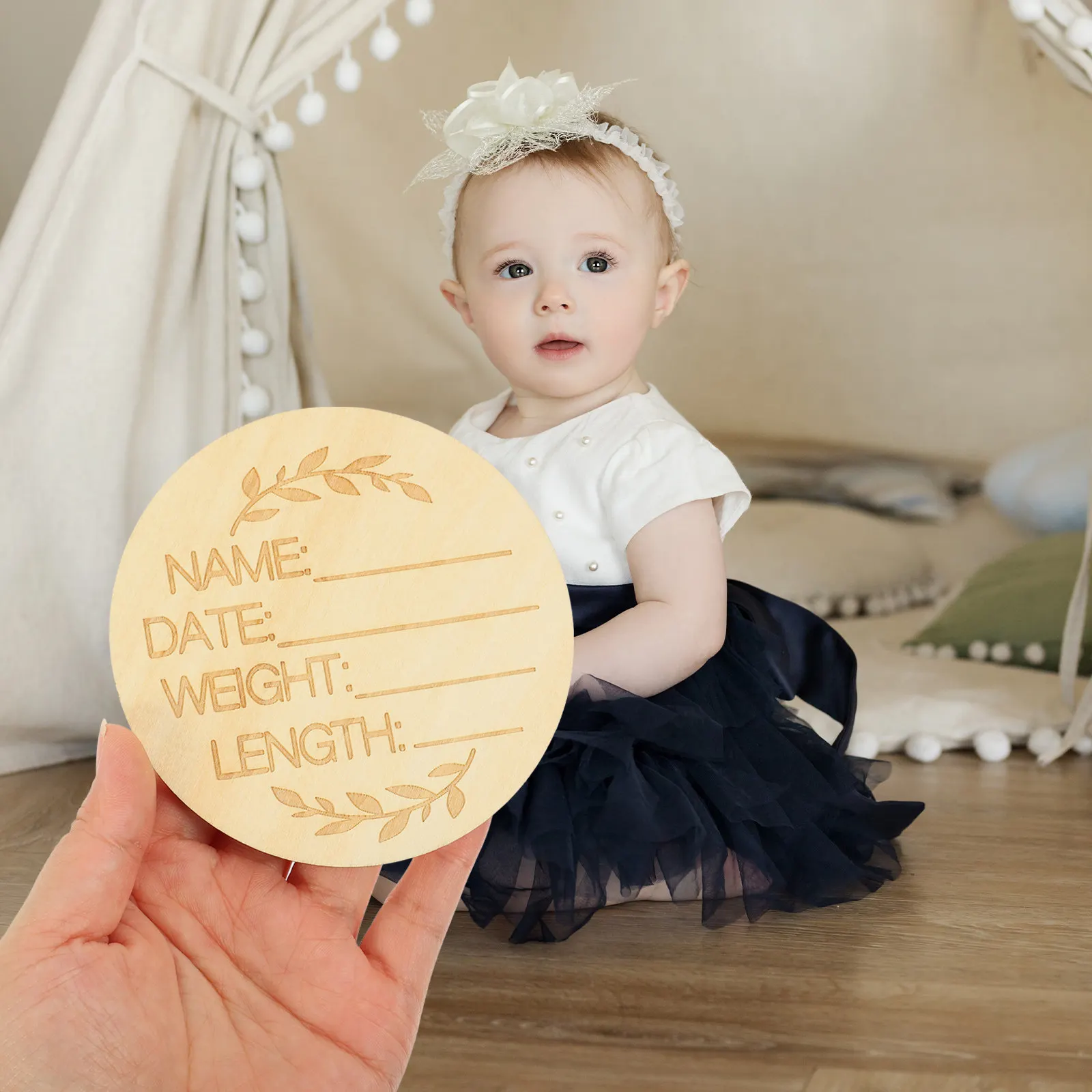 14-個の赤ちゃんの成長木製カード月間マーカー新生児用の滑らかな写真小道具月間記録用木製カード