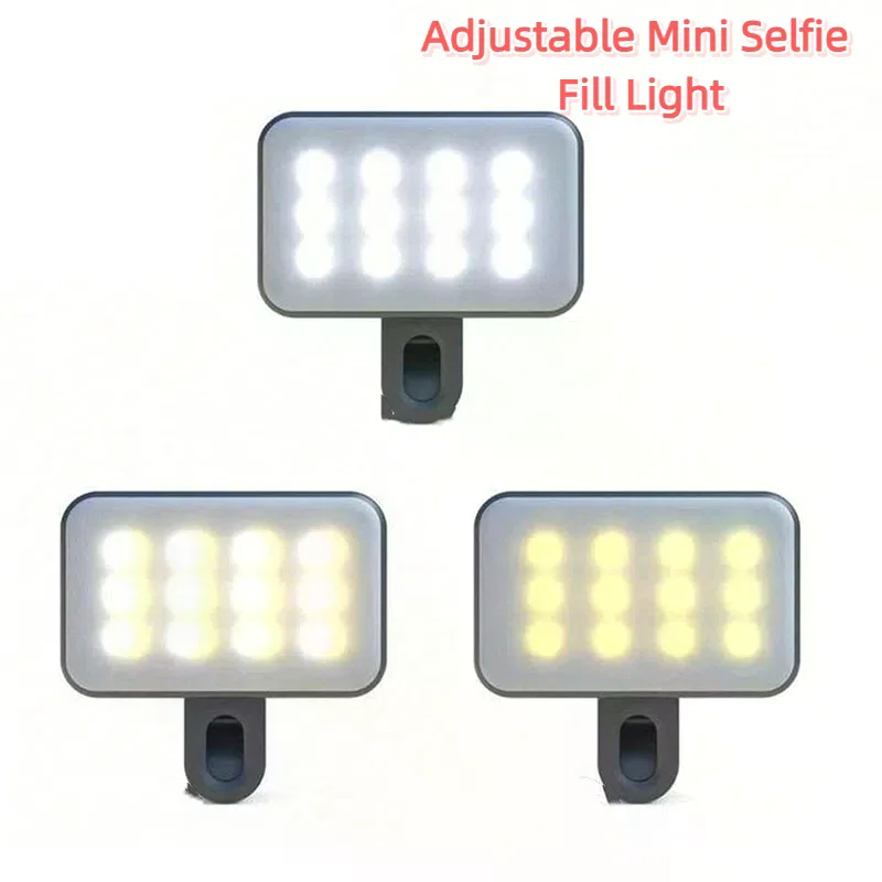 Mini lumière de remplissage pour Selfie, Modes rechargeables, Clip de luminosité sur téléphones mobiles, ordinateurs, photographie, lumières LED