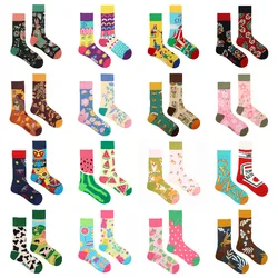 1Pair Man Women Socks Original AB Tide Socks Medium High Tube Colorful Cat Dog Koala Cow Cotton Socks Four Seasons Unisex Socks