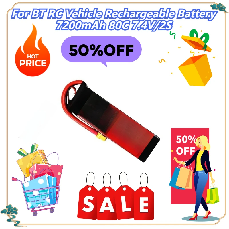 

For BT RC Vehicle Rechargeable Battery 7200mAh 80C 7.4V/2S