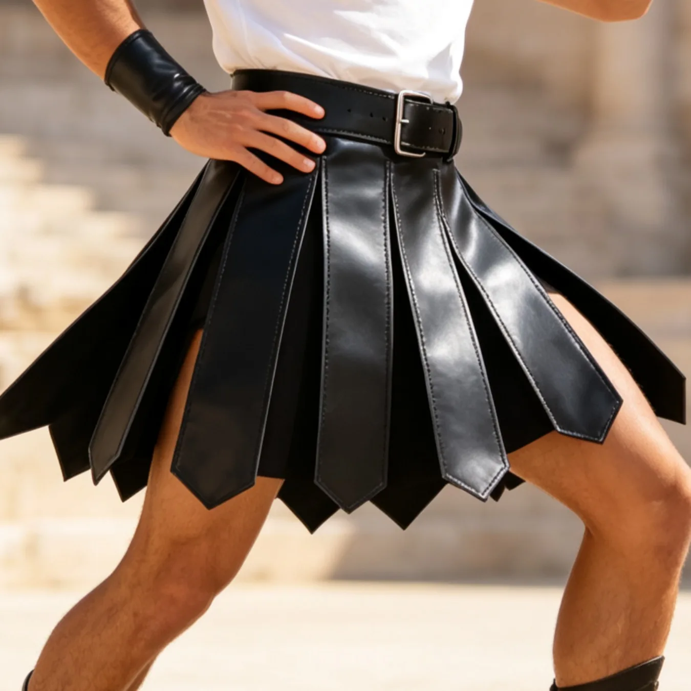 Costume Props Medieval Knight Apron & Roman Skirt Set Halloween Cosplay Samurai Role Play Costume