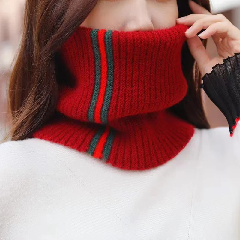 Women's Autumn Winter Knitted Turtleneck Neck Warmer Scarf Warm Detachable Fake High Collar Windproof Fashion Accessory