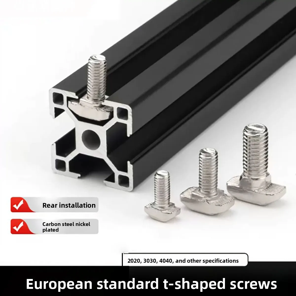 European Standard Aluminum Profile Fitting, T-bolt Hammer Head Screw, T Slot Bolt for20/30/40/45 Extrusion Profile, Thr