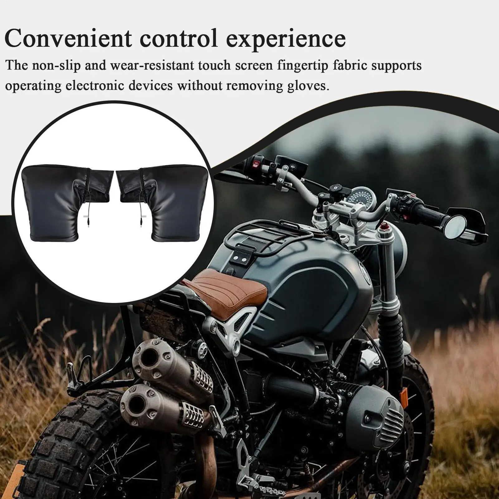 Heated Motorcycle Handlebar Gloves Windproof Hands Warmer Winter Cycling Mittens For Scooters ATVs Snowmobiles