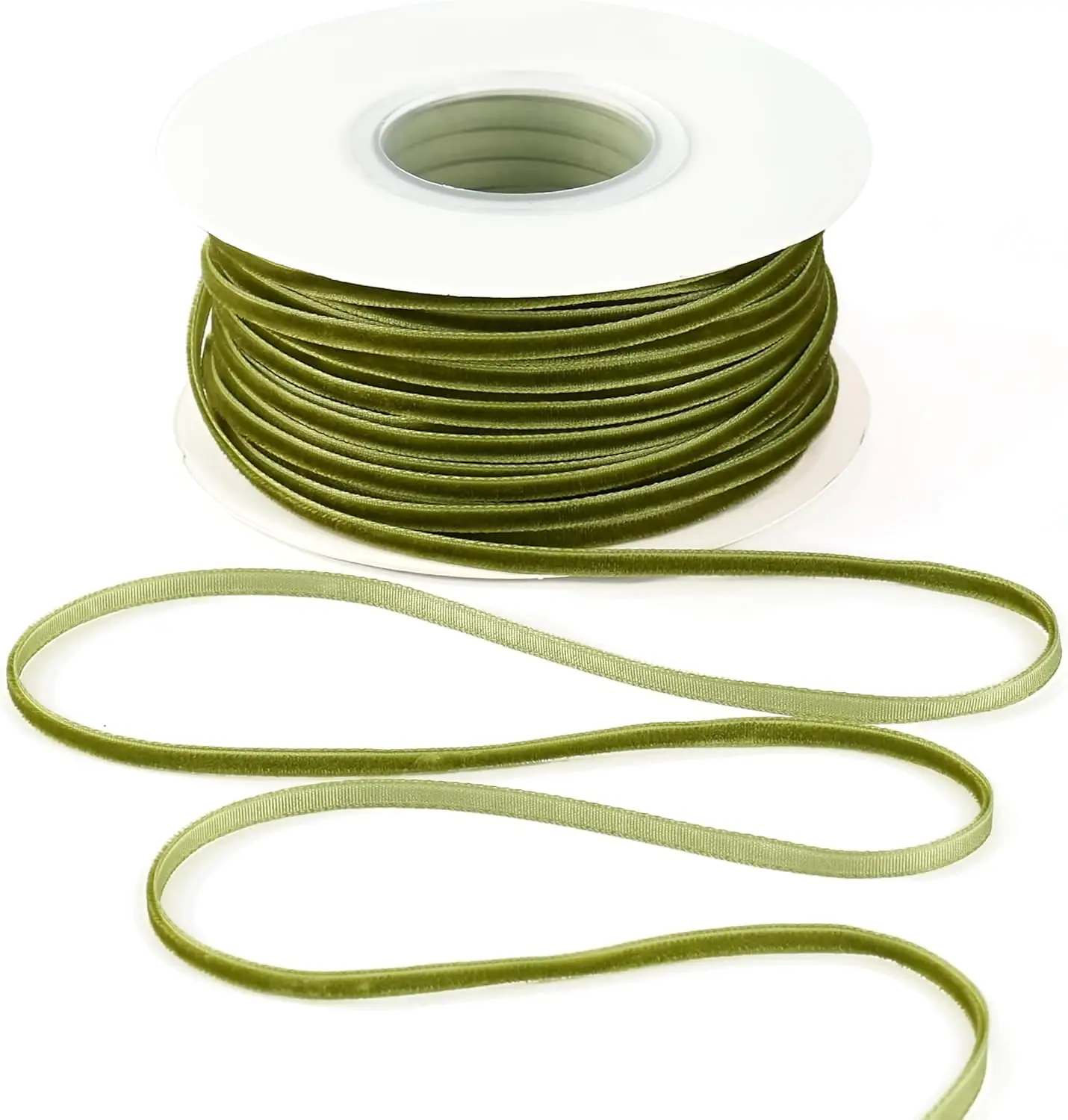 1/8 Inch Moss Green Velvet Ribbon Thin Olive Green Vintage Ribbon for Wedding Invitations Crafts Gift Wrapping Party Favor Boxes
