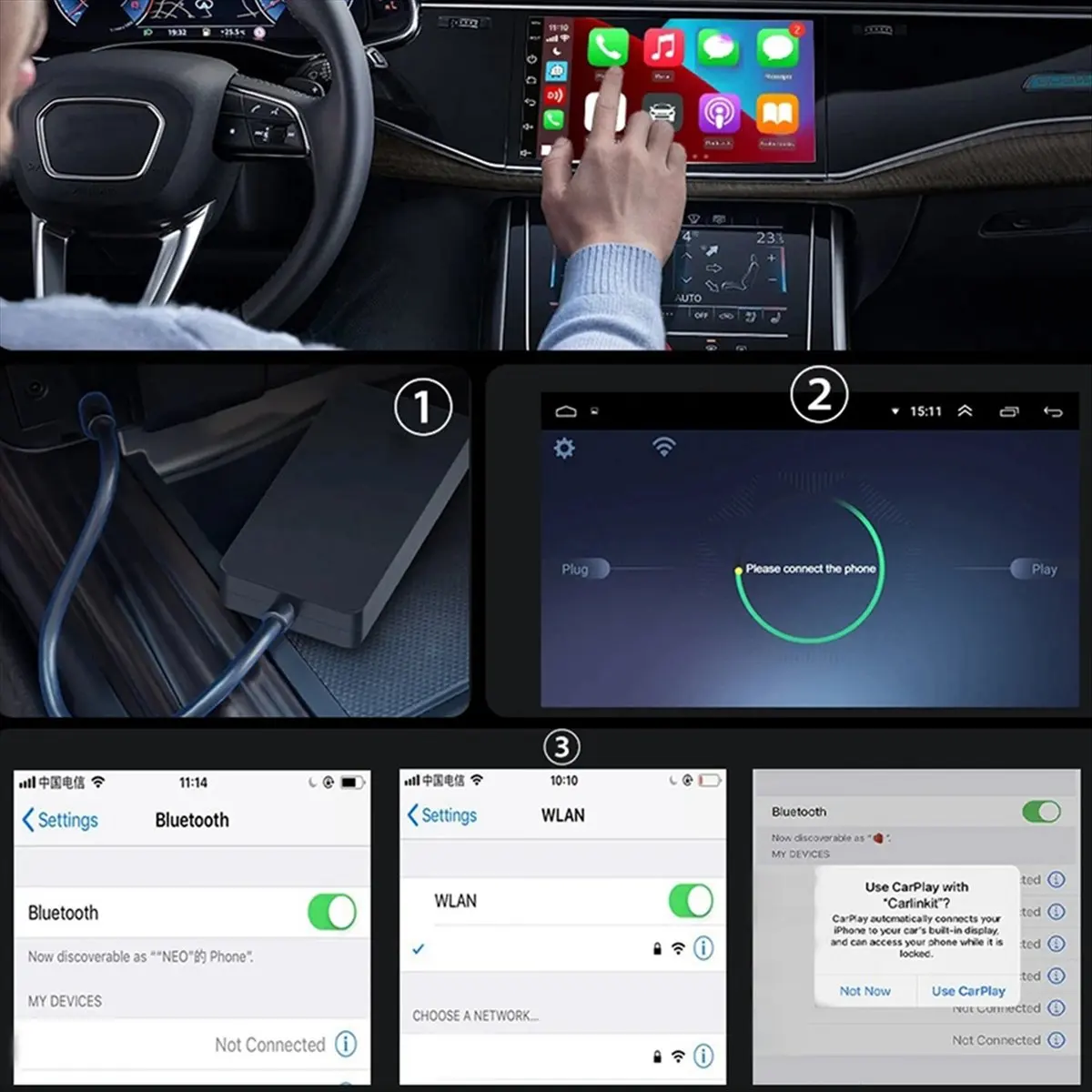 Super Sale Wireless CarPlay Dongle for Android Car Wireless Android Auto Car Play IOS Mirror Screen USB Adapter CCPA