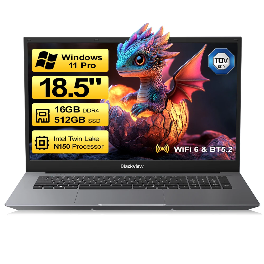 Blackview AceBook 10 16GB DDR4 512GB SSD Intel 18,5 cala Ekran LCD 16:9 Głośniki Stereo Windows 11 Pro Procesor Twin Lake N150 3,6GHz Obsługa Dual BOX Bluetooth 5.2