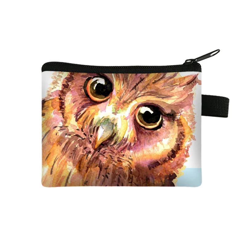 

Cartoon Animal Owl Zero Wallet Women's Portable Card Bag Coin Key Storage Bag Hand Bag Square Bag Coin Purse Mini Bag Pochette