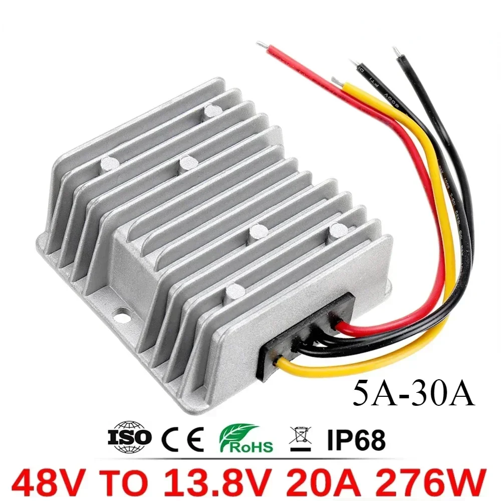 36V 48V to 13.8V 30A 20A 15A 10A 5A Step Down DC DC Power Converter 48 Volt to 13.8 Volt Buck Power Module for Cars Boats Solar