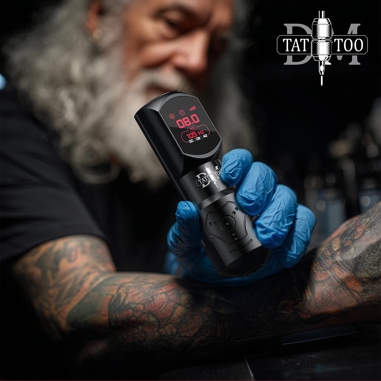 Large Color Screen Digital Display DM Red-dragon Wireless Tattoo Pen Permanent Makeup Tattoo Machine with 4.0 Stroke Tattoo Gun