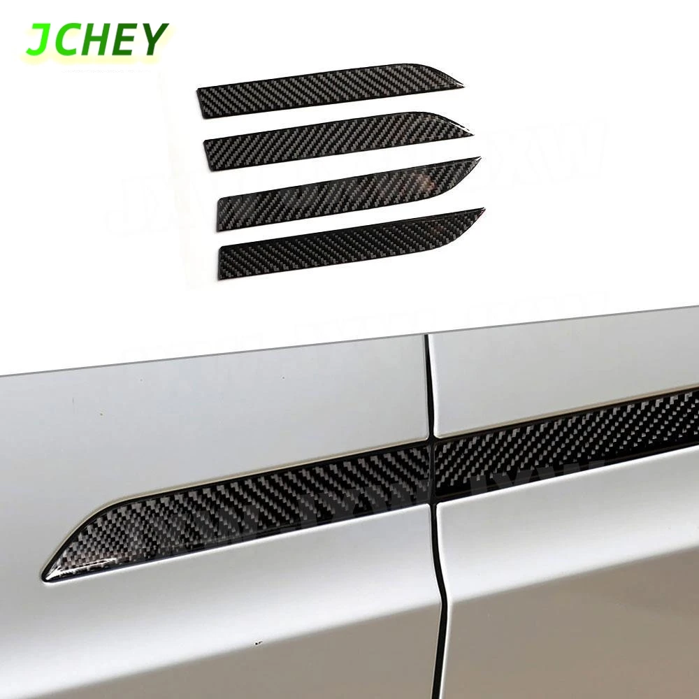 

JCHEY внешние накладки из углеродного волокна, дверные ручки автомобиля, декоративные наклейки, наклейки для автомобиля Tesla Model X 2014-2019,