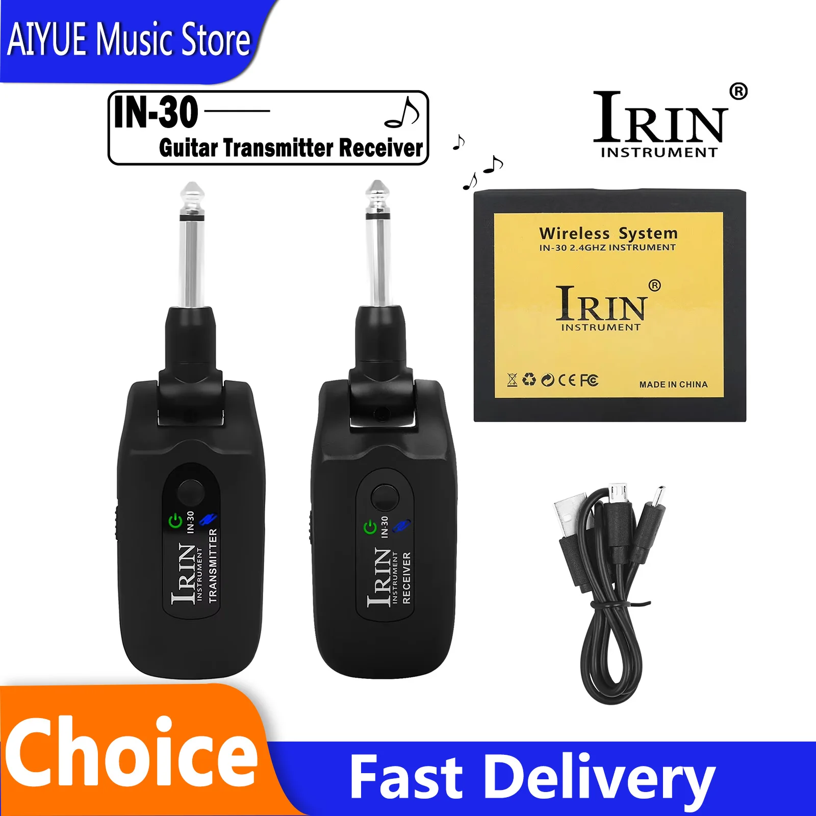

Беспроводная гитарная система IRIN IN-30: передатчик и приемник 2,4 ГГц, дальность передачи 20 м, задержка 5 мс