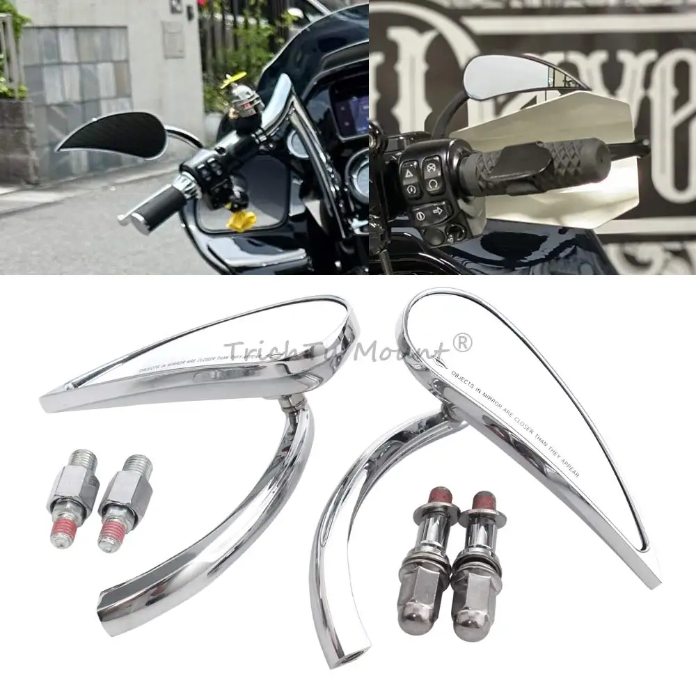 

2Pcs 8mm 10mm Adjustable Rearview Mirror L& R For Harley 1982-later Models, Universal for Motorcycles Electric Bicycles Scooters