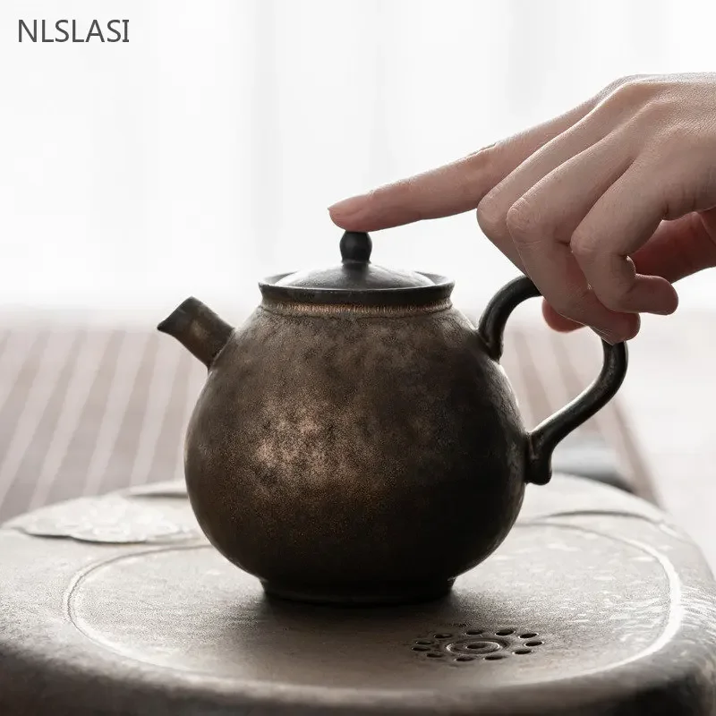 260ml Japanese Coarse Pottery Teapot Retro Ceramic Beauty Tea Pot Handmade Filter Tea Infuser Chinese Teaware Accessories