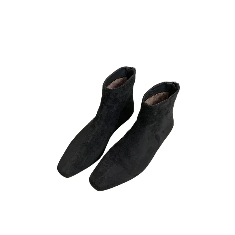 2024 Hot Sale Women's Shoes Back Zip Women's Boots Fashion Solid Office and Career High Quality Square Heel Ankle Boots Zapatos image 6