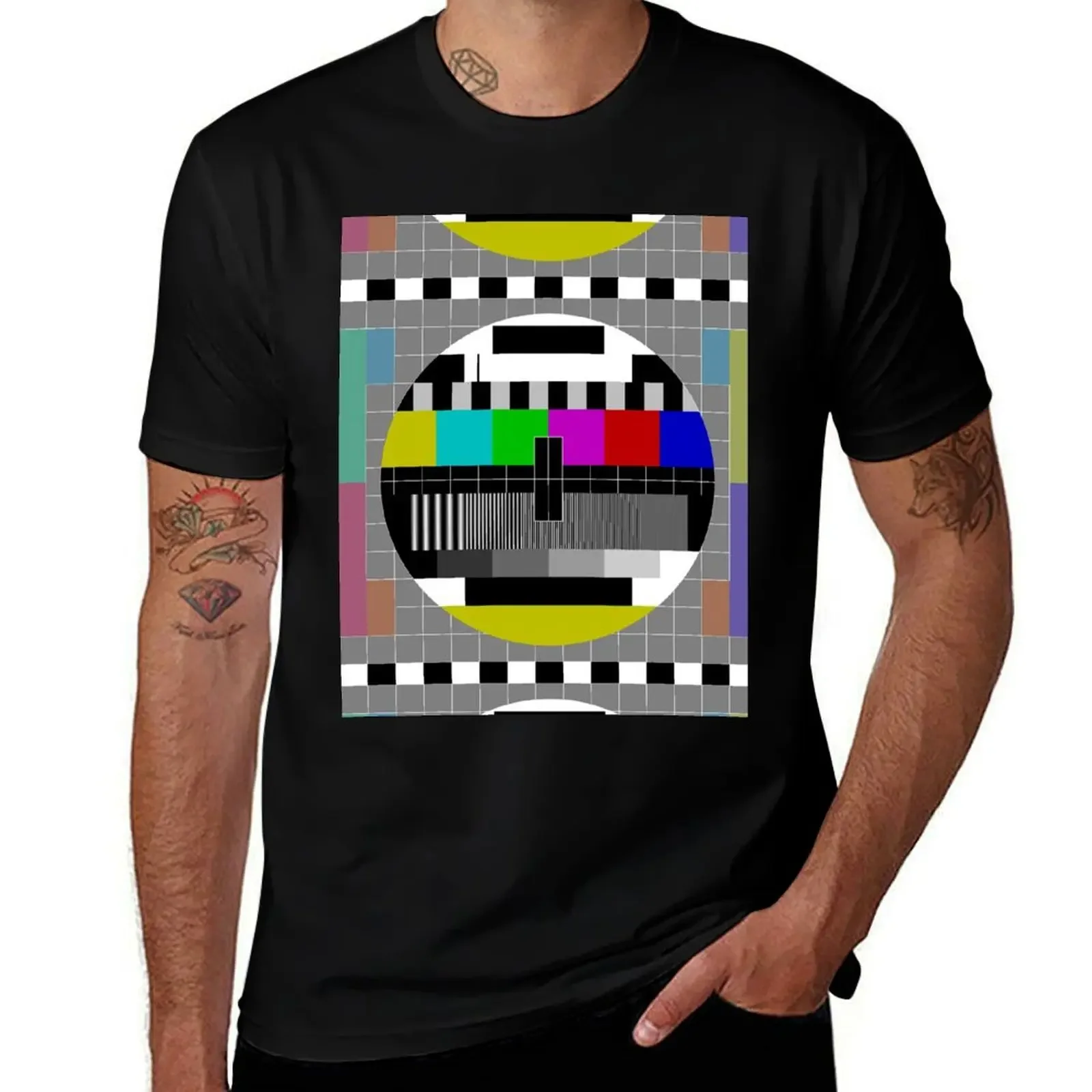 tv test screen T-Shirt football t shirt summer 2025 graphics t shirts for men