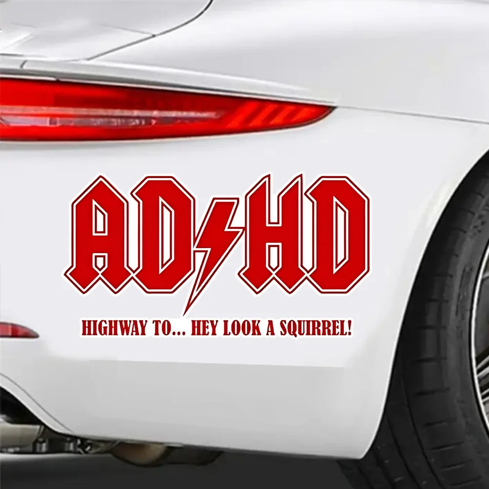 2-Pack 15x8cm, ADHD Highway to… Hey Look a Squirrel! Self-Adhesive Vinyl Sticker for Cars, Motorcycles, Laptops, Windows