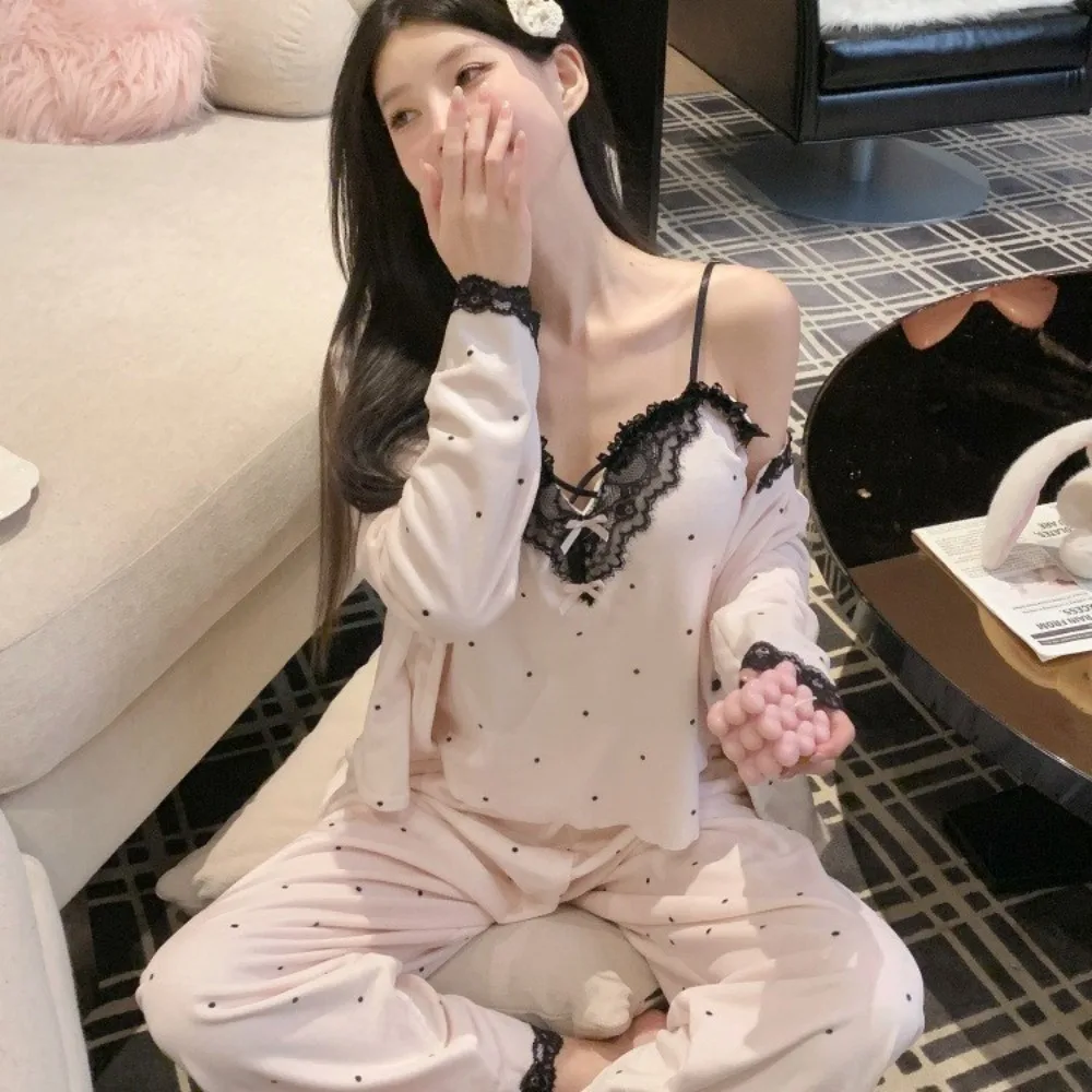 Autumn Winter Sweet Season Island Velvet Sleepwear Women Sexy Sleeve Strap Set Chest Cushion Double sided Thin Velvet Homewear