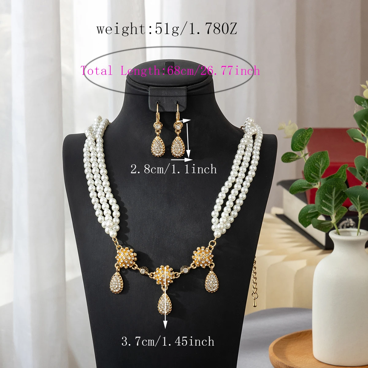 أنيقة الزفاف تقليد اللؤلؤ مجموعة قلادة أقراط اليدوية مطرز معدن مطلية بالذهب قلادة المغربي مجوهرات الزفاف الشعبية #6