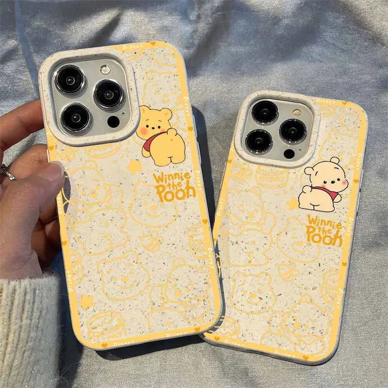 Cartoon Winnie the Poohs For iPhone 17 Air 16 15 14 13 12 XS XR 8 7 Pro Max Plus Eco Biodegradable Wheat Straw TPU Phone Case