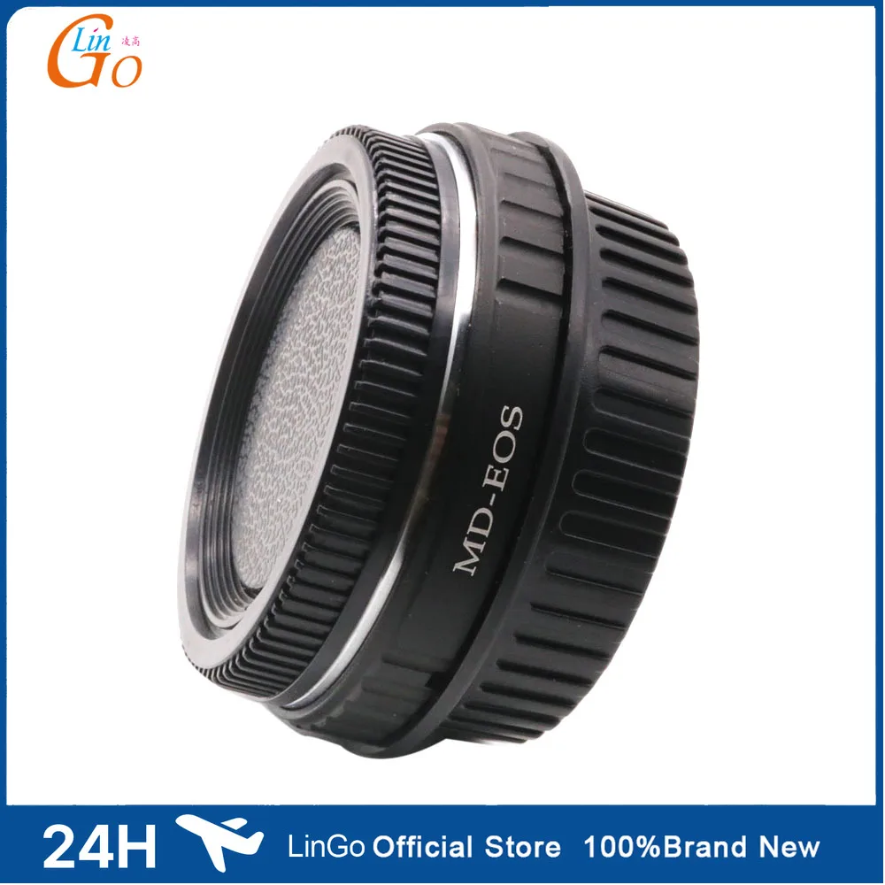 LinGo MD-EF For Minolta MD Mount Lens to for Canon EOS EF Camera Mount Adapter Ring Correction Glass Focus to infinity