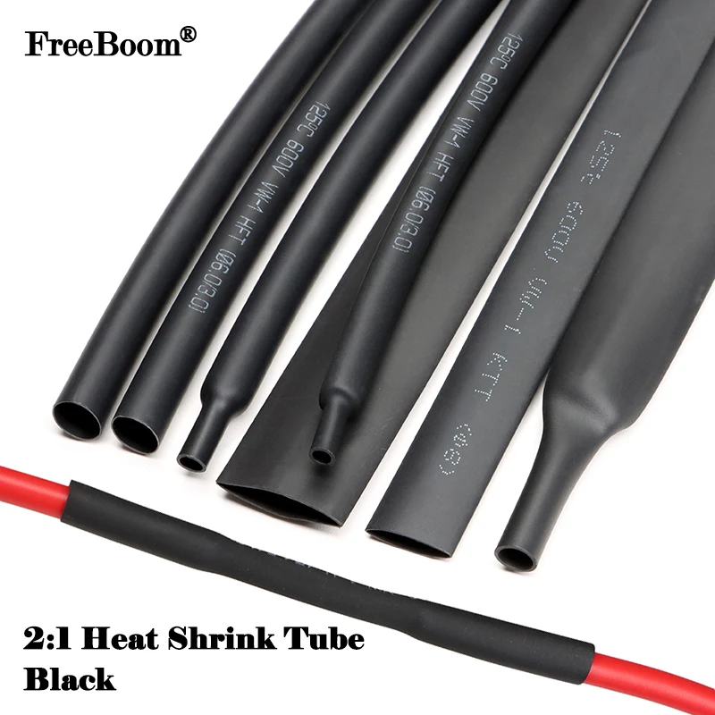 

Black 1~10m Heat Shrink Heatshrink Tube 2:1 Diameter 0.6~210mm Polyolefin Tubing Sleeving DIY Wrap Wire Repair Cable Protecctor