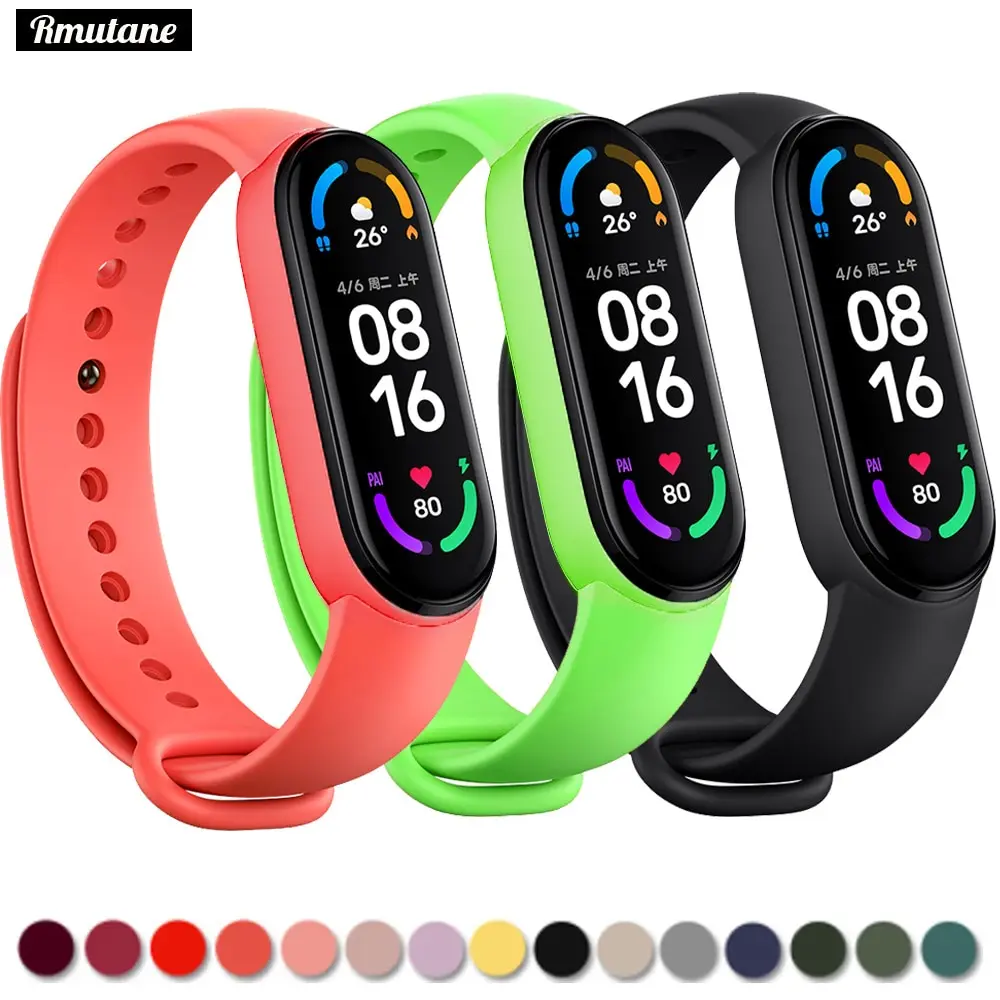 

Bracelet for Mi band 6 7 Strap Sport Silicone Miband4 miband 5 Wrist correa Replacement Wristband for xiaomi Mi band 4 3 5 strap