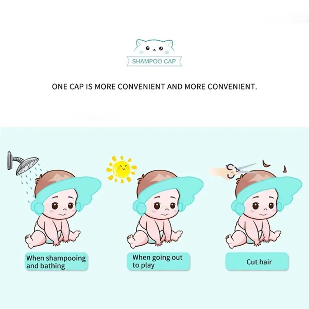 Cartoon Children Bathing Prevent Water Into Ear Infant Shampoo Cap Baby Shower Cap Hair Wash Shield Hat Kids Bath Hat