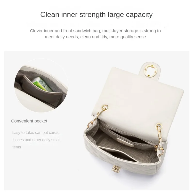 GOLF2024 New Xiaoxiangfeng Lingge Chain Women\'s Bag Versatile Single Shoulder Bag Fashion Clover Crossbody Bag