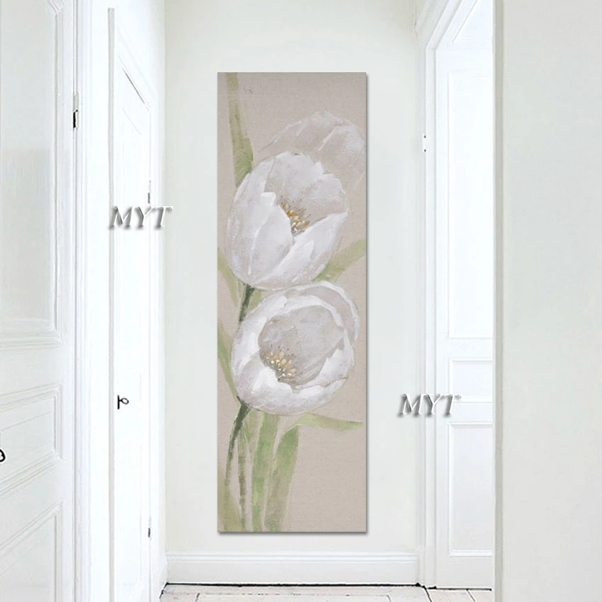 

Unframed Wall Art White Abstract Flowers Pictures Idea Design Artwork Impressionist Still Life Plant 3d Oil Painting On Canvas