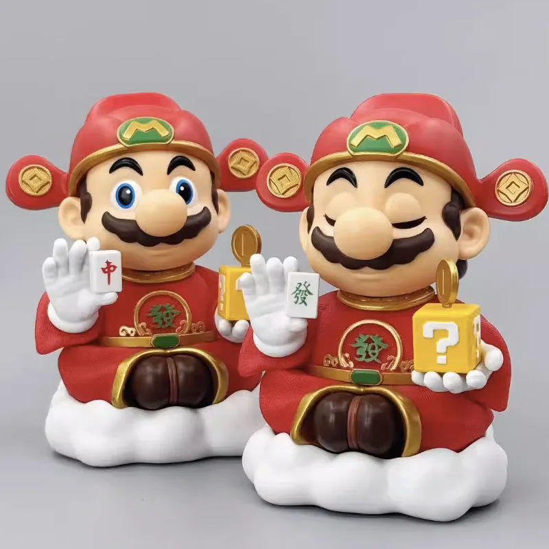 Figura de Acción de Super Mario, Modelo Mario Dios de la Riqueza, 14 cm, Adornos de Manga, Figuras Periféricas de Anime, Regalo para Niños