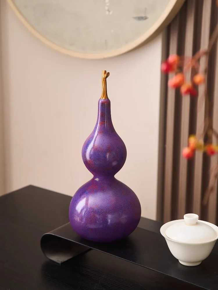 Home Decor Purple Qi Donglai Hulu Sculpture Decoration Living Room Entrance TV Cabinet Office Desktop Calabash Decorations Gifts