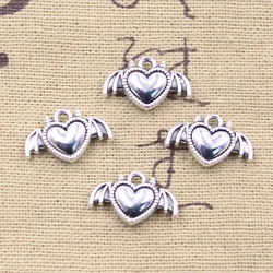 20pcs Charms Demon Wings Heart Of Devil 11x18mm Antique Silver Color Pendants DIY Crafts Making Finding Handmade Tibetan Jewelry