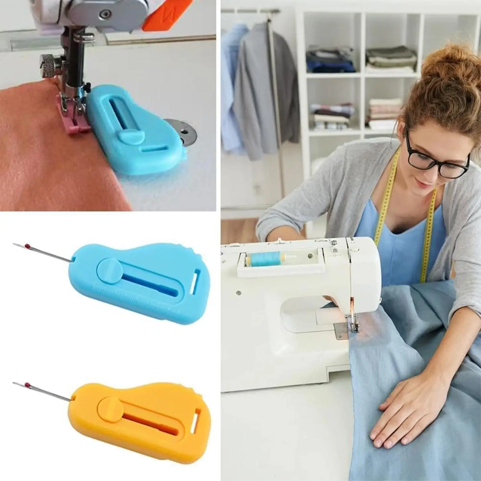 2-in-1 Seam Ripper with Retractable Blade Compact Needle Threader Seam Ripper Tool Portable Crafting Tool for Sewing Embroidery