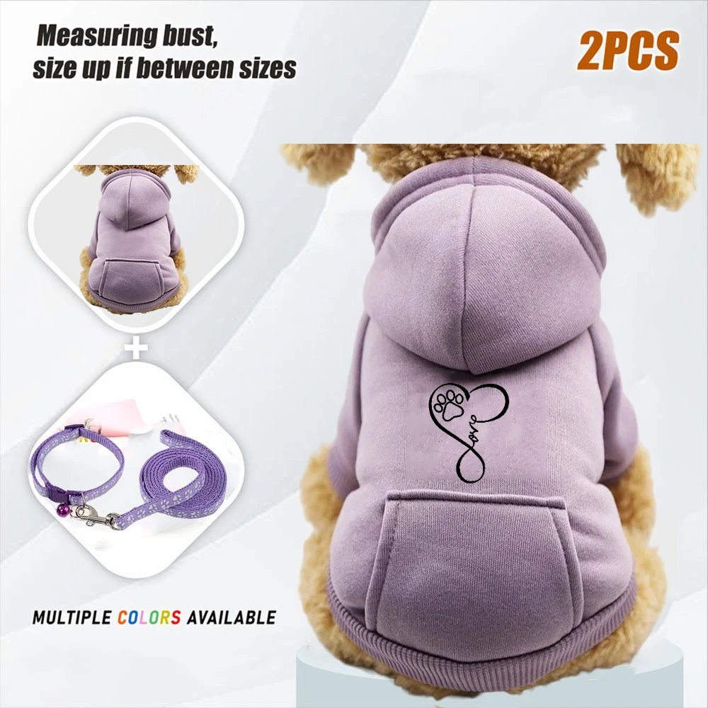 2PCS Pet Hoodie Clothing, Big Dog Clothing, French Bulldog Clothing, Cat and Dog Hoodie, Outdoor Pet Clothing