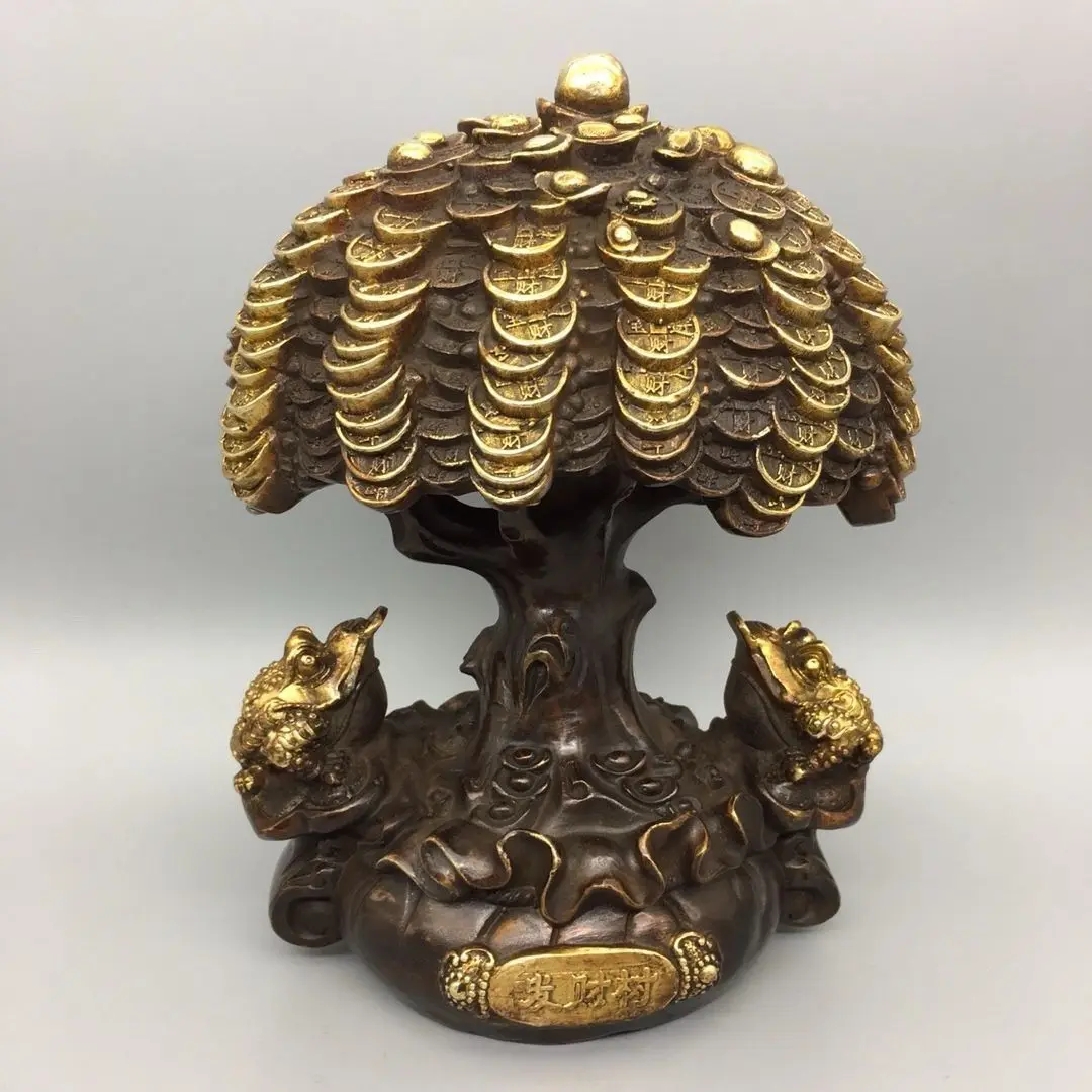 Money pure copper cash tree fortune tree ornament ingot lucky office living room home decoration opening gift