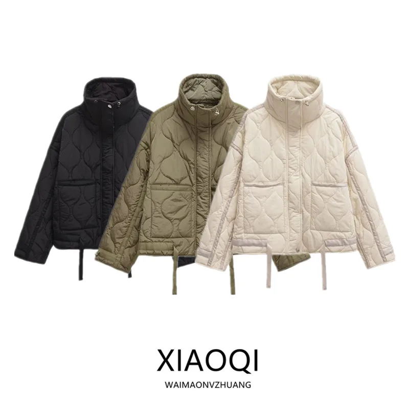 

Свободное длинное хлопковое пальто с воротником-стойкой Sve, женское модное универсальное осенне-зимнее новое поступление, пальто на молнии