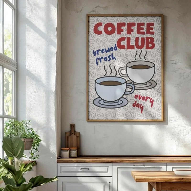 Bon Appetit Bold Typography Poster Modern Mid-Century Print Kitchen Wall Art Funny Quote Canvas Painting for Funky Kitchen Decor