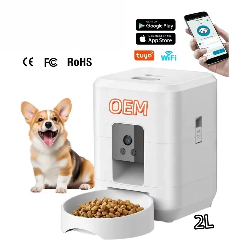 2L Smart Pet Feeders Automatic Dog Feeders Timed Meal Scheduling Cat Food Dispenser Auto Dog Food Feeders with Wifi