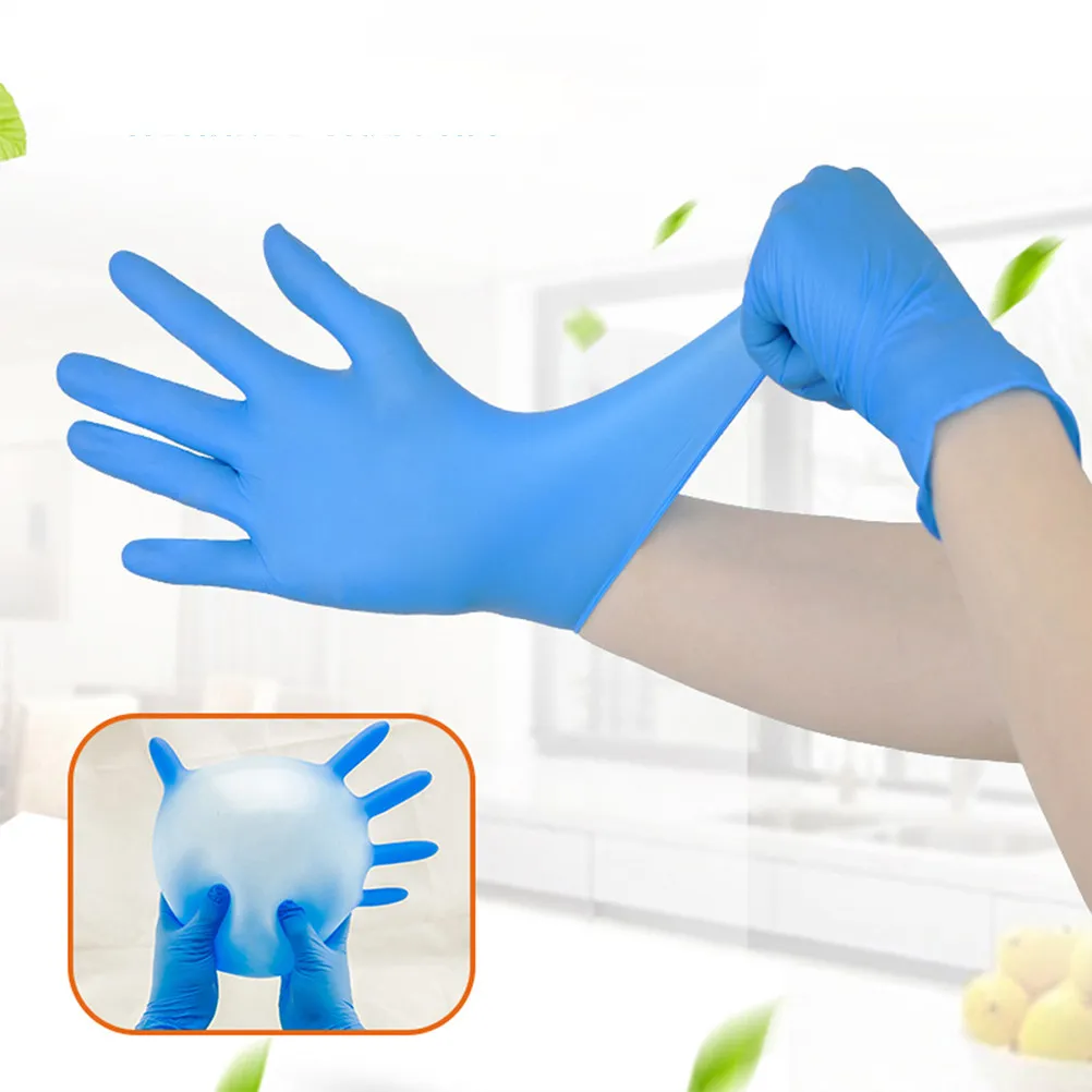 50Pcs Disposable Blue Nitrile Gloves Waterproof Oil Resistant Multipurpose Tattoo Cleaning Washing Gloves L