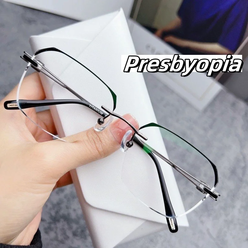 

Fashionable High-definition Anti Blue Light Reading Glasses Rimless Men Women Far Sight Eyewear Ultralight Presbyopia Eyeglasses