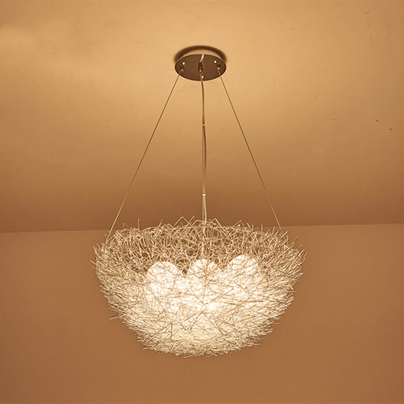 

Nordic Creative Aluminum Wire Bird'S Nest Pendant Lights For Bedroom Hallway Children'S Room Restaurant Led Lighting Fixtures